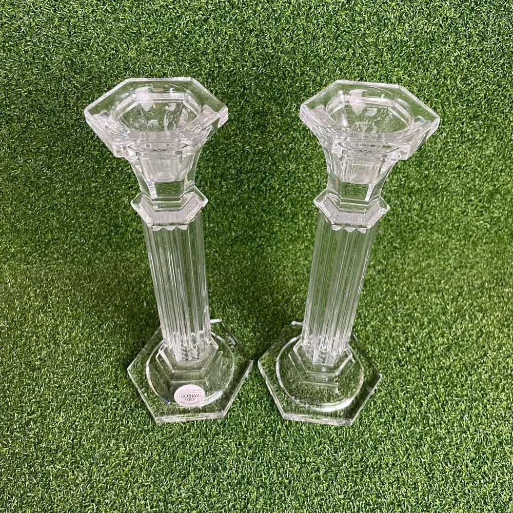 Vintage Lot Shannon Crystal Greek Roman Column Candle Holders